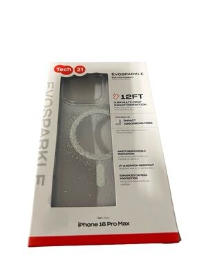 Tech21 EvoSparkle Clear Glitter Phone Case for iPhone 16 Pro Max